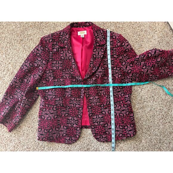 Embroidered Pink & Black Talbots Jacket, size Women's 16, Hook & Eye Closure - Picture 4 of 11